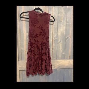 Maroon velvet open back dress floral
